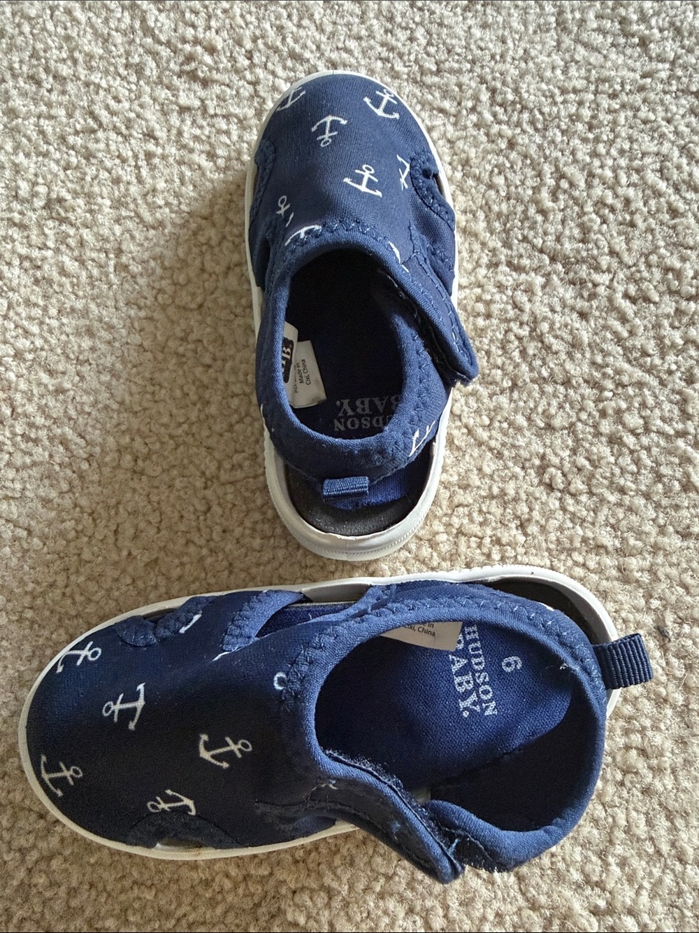 Hudson Baby Navy and White Anchor Slip-On Toddler Sneakers size 6